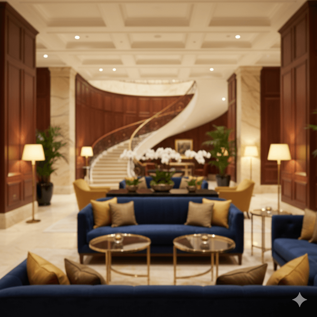 Elegant hotel lobby environment