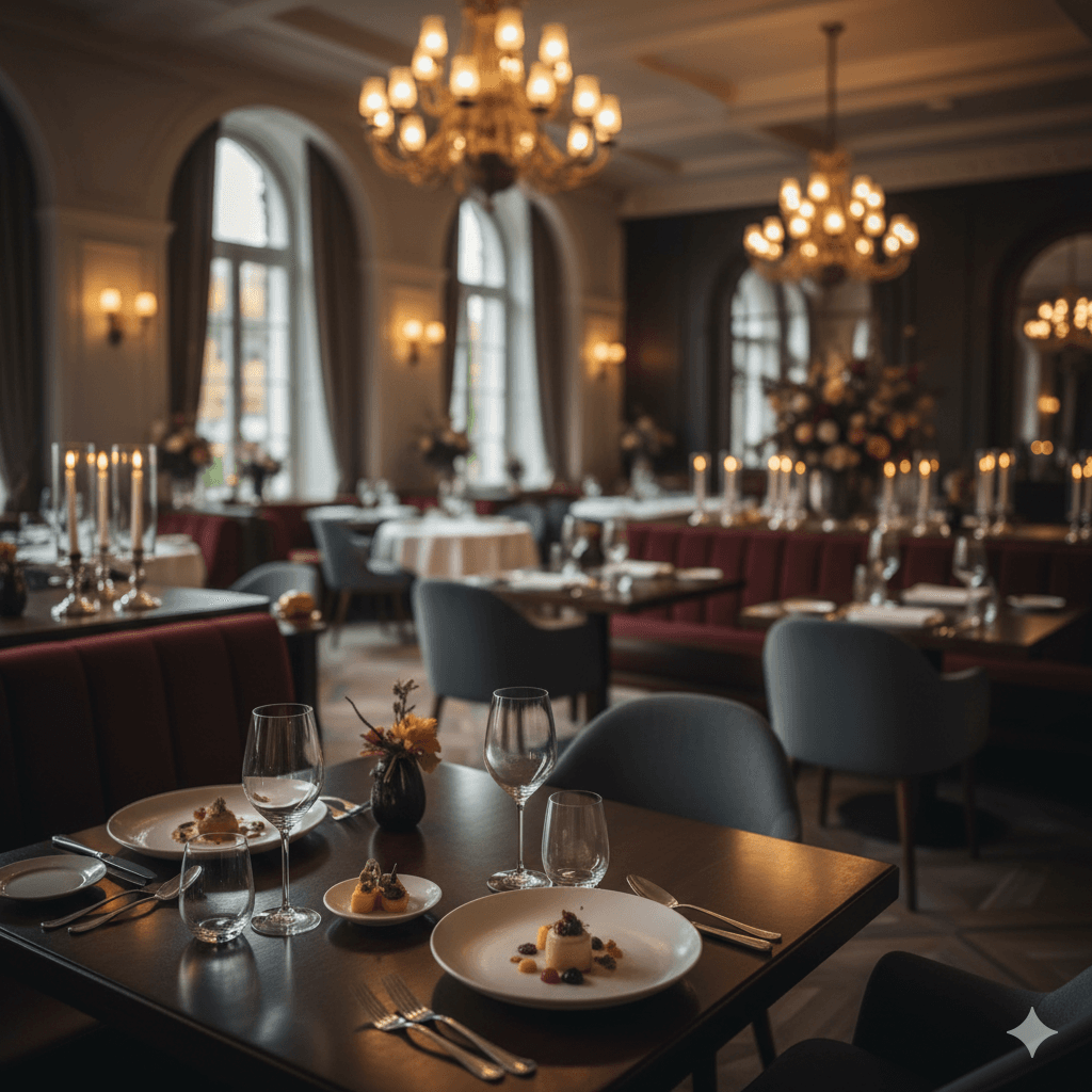 Upscale restaurant setting